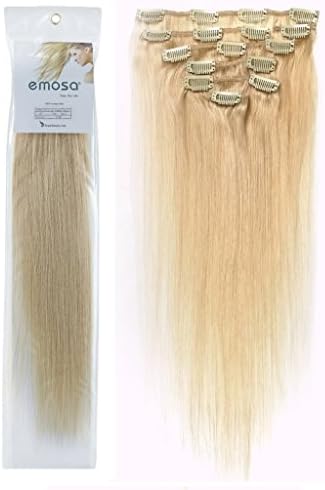 Emosa Luxury Clip in Human Hair Extensions #613 Blonde 15inch-22inch
