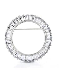 Bling Jewelry Sterling Silver Baguette CZ Circle of Life Pin Brooch