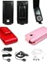PCMICROSTORE Brand 4n1 Combo Microsoft Zune 4gb 8gb Premium Leather Flip Case with Rotating Belt Clip - Bundled with LCD Screen Shield - 12v Rapid Premium Car Charger - Home Travel Wall AC Adapter Charger - AV Audio Video Cable - 5 Color Choices