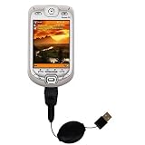 Retractable USB Cable for the HTC Blue Angel with Power Hot Sync and Charge capabilities - Gomadic Brand w/ TipExchange Technology