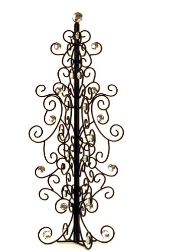 2' Decorative Black Metal Christmas Tree With Crystals - Unlit