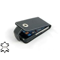 Exklusive Ledertasche f�r Apple iPhone 4, 4S (16, 32 & 64GB) aufklappbar in Schwarz aus echtem Leder von StilGut