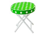 J.I.P. Cushioned Folding Stool with Safety Lock, Green with White Dots