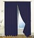 Kitchen & Housewares : BRAND NEW FULLY LINED 90' x 90'JACQUARD CURTAINS + TWO MATCHING TIEBACKS (SOFIA) NAVY