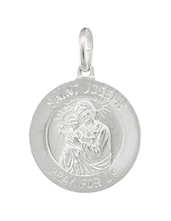 Sterling Silver Saint Joseph & Baby Jesus Round Medal Made in Italy, 3/4 inch