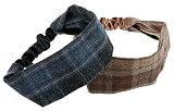 L. Erickson USA Wide Headband with Elastic - Wool Plaid