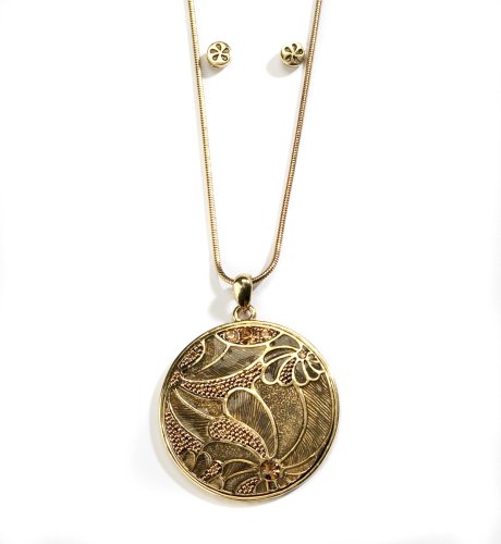 Art Nouveau Disc Necklace & Earring Set