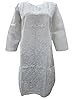 Womans Indian Kurta White Chikan Embroidered Tunic Dress Kurti Cotton Medium