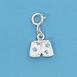 Sterling Silver Pendant - Shorts With Clasp - Clear CZ - For Adding On To Bracelet - 7mm Height