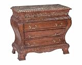 4 Drawer Bombe Marble Top Chest w/ Walnut Finish