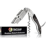 Ebony Wood Waiters Corkscrew by HiCoup - Best All-in-one Wine Opener, Bottle Opener and Foil Cutter