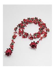 Red Flower Cotton Semi GemStones Belt