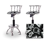 2 24"-29" Chicago White Sox Fleece Seat Baseball MLB Chrome Adjustable Specialty / Custom Barstools Set