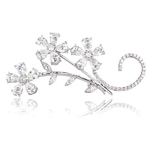 Diamond 18k White Gold Brooch Pin by
