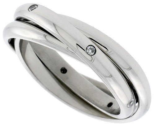 Surgical Steel 1/8 (3mm) Rolling Ring, with CZ