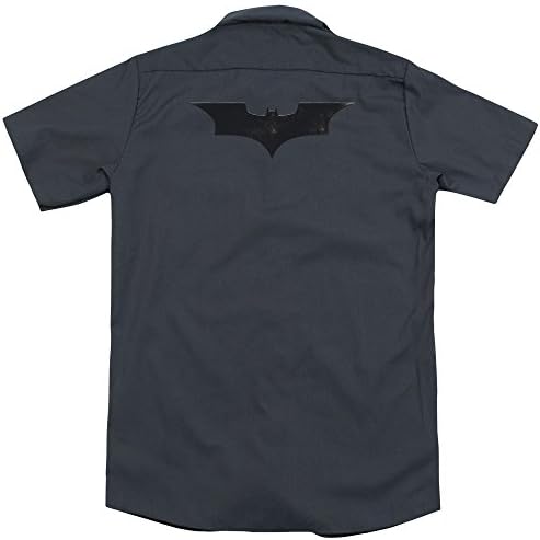 Batman Begins Logo (Back Print) Mens Work Shirt CHARCOAL 3X