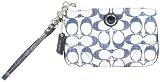 Coach Poppy Signature Cross Hatch Canvas Small Wristlet Navy
