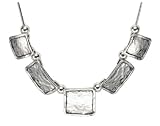 Sterling Silver Hammered Squares and Rectangles Necklace, 16.5"