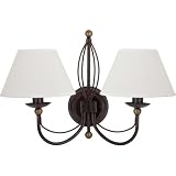 Globe Mirabelle Two-Light Upward Wall Sconce, Bronze with Cream Shades #61962