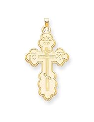14k Gold Eastern Orthodox Cross Pendant