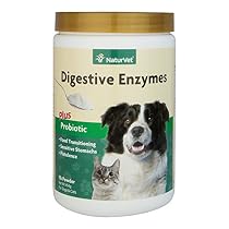 NaturVet Digestive Enzymes Plus Probiotic for Dogs and Cats, 1 lb Powder, Made in USA
