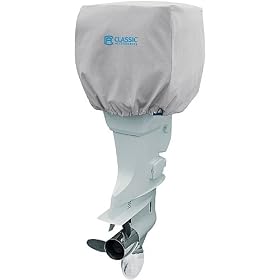 Click here to buy Classic Accessories HurricaneTM Trailerable Outboard Motor Cover.