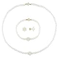 Childrens White Pearl Flower Jewelry Set