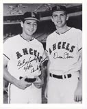Bo Belinsky and Dean Chance Autographed Los Angeles Angels 8x10 Photo - Deceased - with "5/5/62 No Hitter" inscription