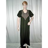 Anniversary Gift Hunter Green Evening Dress Womens Cotton Kaftan Long Sleeve Lounge Wear Size L Free Shipping