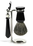 True Gentlemen Madison Razor and Shave Brush Set in Black