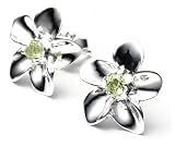  : Sterling Silver and Peridot Flower Earrings by Zina