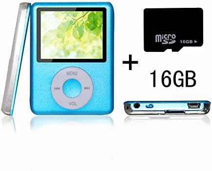 Elecmall Economic Blue Mp3 MP4 Player - 16G Micro SD Card included - Music Player Video Player with Voice Record Function