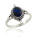Silver GENUINE AZURITE STONE BALI BEAD OVAL RING SIZE 6