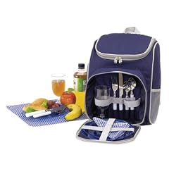 Picknickrucksack Rucksack Picknicktasche Tasche Freizeitrucksack gef�llt f�r 2 Personen blau