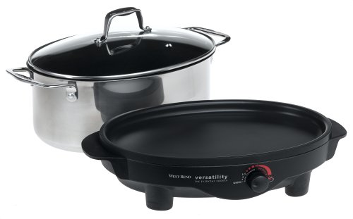 West Bend 84866 6-Quart Versatility Slow Cooker with Glass Cover, Stainless