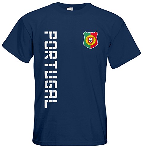 Portugal EM 2016 T-Shirt Trikot Name Nummer (Navyblau, S)