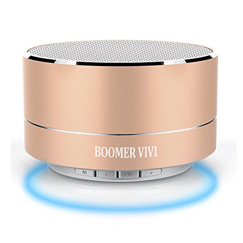 Boomer Vivi Bluetooth Speakers With Subwoofer B19 Mini Round Shape Wireless Speakers Led Light Hi-Fi Quality Sound Handsfree Portable Speakers Tf/Bluetooth/Aux Tv, Dj, Car Indoor Outdoor (Gold) (4863605454984)