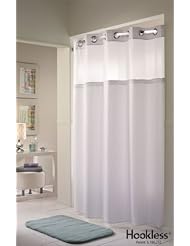 Home: White Double H Hookless? Shower Curtain - Focus Products Group, LLC