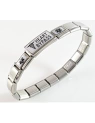 Heart Bypass Medical ID Alert Italian Charm Bracelet with Black