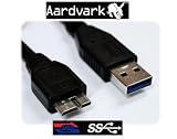 Aardvark Professional Grade 1m Black SuperSpeed USB 3.0 Cable 5Gbps Type A Male to Type Micro B Male