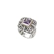 925 Silver & Amethyst Square Filigree Ring with 18k Gold Accents- Sizes 6-8