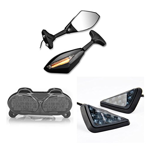 BUNDLE--3-itemsCombo-Integrated-Side-Mirror-Blinker-Flush-Mount-Turn-Signal-Lamp-90-LED-Tail-Light-For-Kawasak