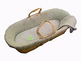 Tadpoles Cotton Cable Knit Moses Basket Set, Sage