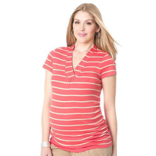 Oh Baby By Motherhood Striped Ruched Tee - Maternity, S