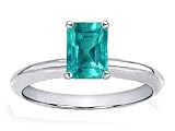 0.75 cts Genuine Emerald Cut Colombian Emerald Engagement Ring - 14kt White or Yellow Gold
