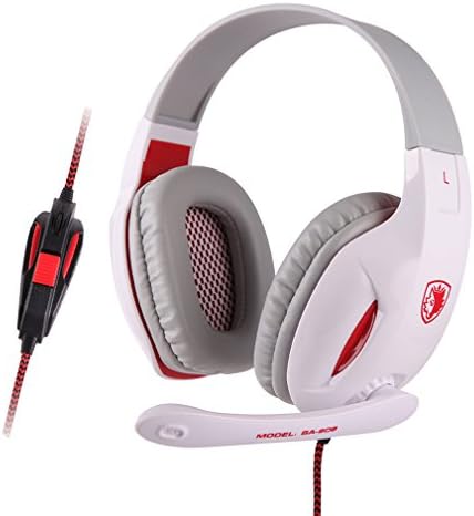 Sound Intone SA-808 LED Light Stretching Headphones Headsets Over-Ear Professional Studio Monitor Precision Headphones Earphones with Microphone and Volume Control for PC Computer Laptop Notebook Game (white)