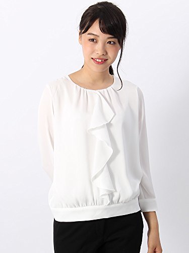 (ザ・スーツカンパニー) ハンドウォッシュ/destyle/バックサテンジョーゼット ラッフルフロントブラウス ホワイト