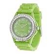 Geneva Platinum CZ Accented Silicone Link Watch, Large Face