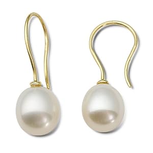 Miore Gold Earrings 9ct Yellow Gold Pearl Drops MA987E