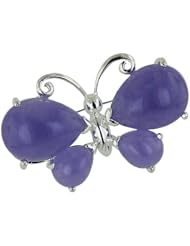 Sterling Silver Purple Jade Butterfly Pin